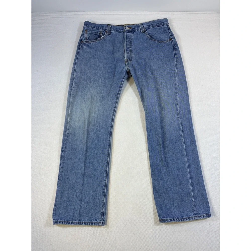 Vintage Levis 501 Original Straight Leg Blue Jeans Mens 38x30 Button Fly Medium‎